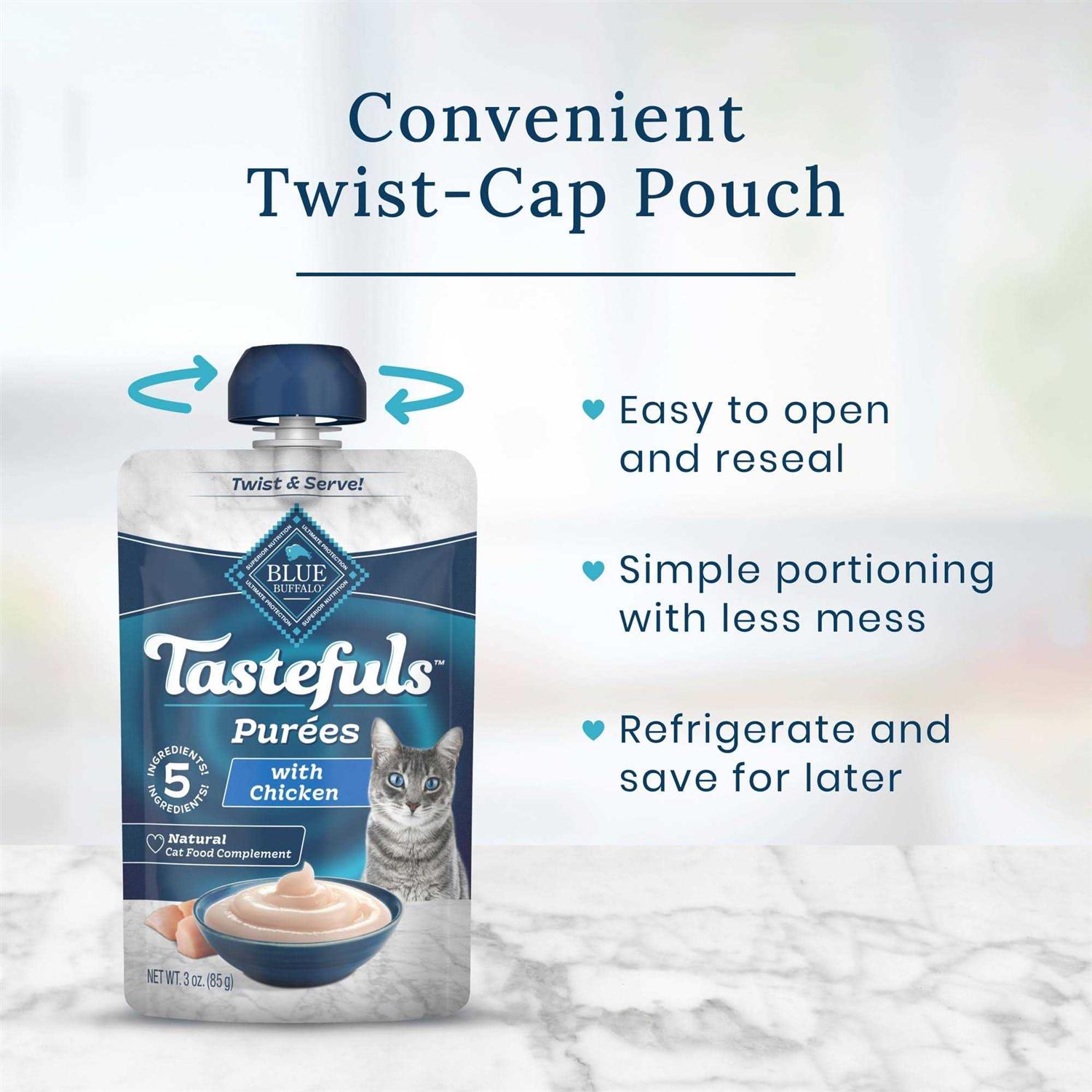 Blue Buffalo Tastefuls Purees Adult Cat Food Topper 12 CT W747