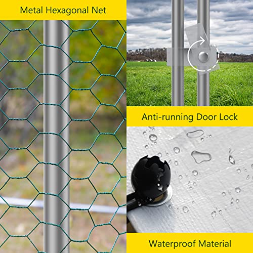 10x20FT Metal Chicken Run with Roof and Waterproof Cover Q5430
