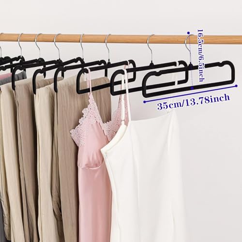 20pcs Black Velvet Trouser Hangers with Swivel Hook F90220
