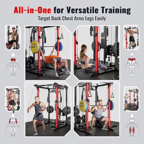Smith Machine Power Cage with LAT Pull-Down Systems and Cable Attachment E7498