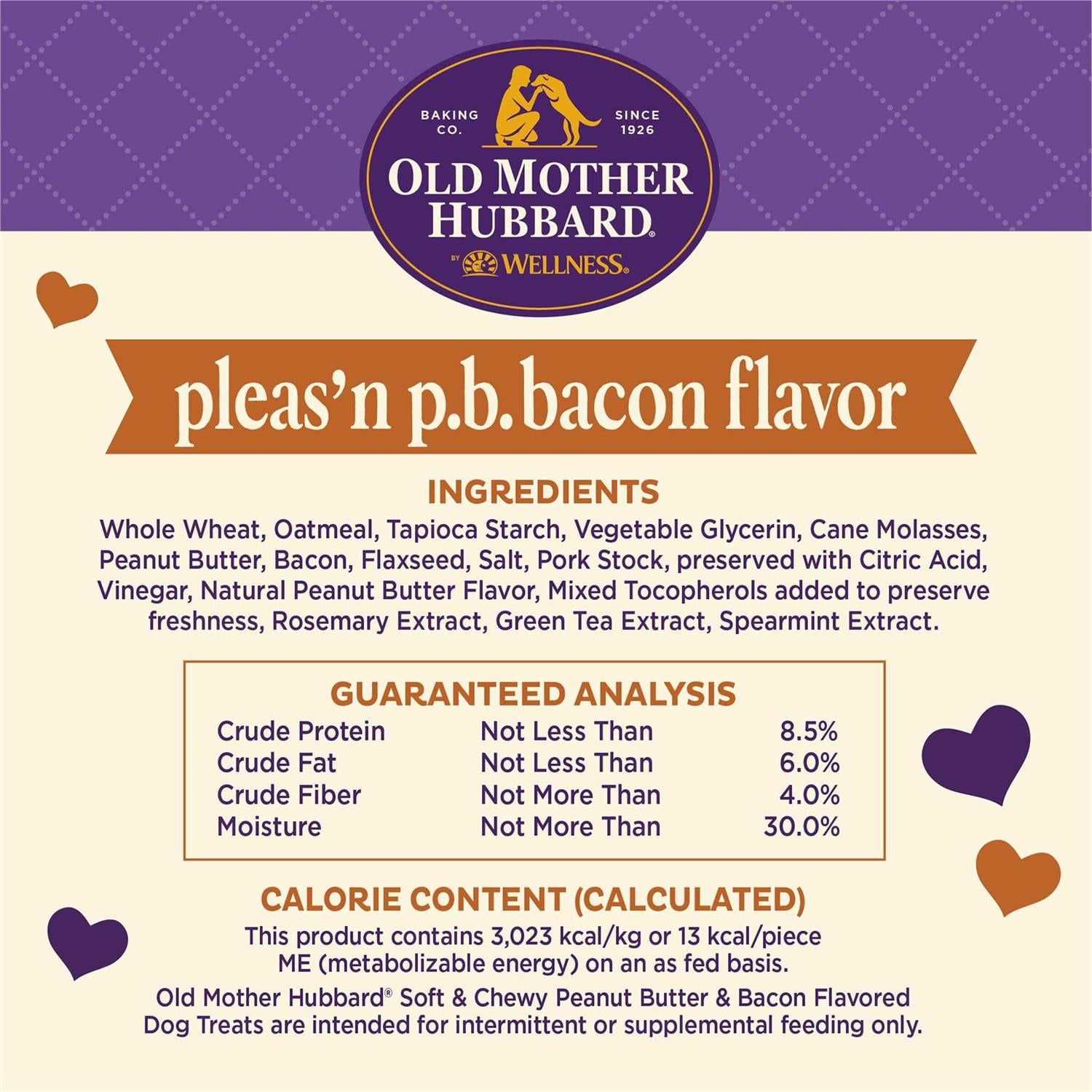 Soft & Tasty Peanut Butter & Bacon Biscuits Baked Dog Treats Mini L28981