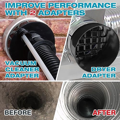 Dryer Vent Cleaner Kit with 30 Feet Brush, Black Vacuum Attachment Q399556