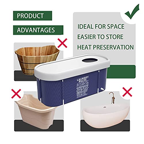 Blue Portable Foldable Bathtub 47.3X21.7X19.7inch O78521