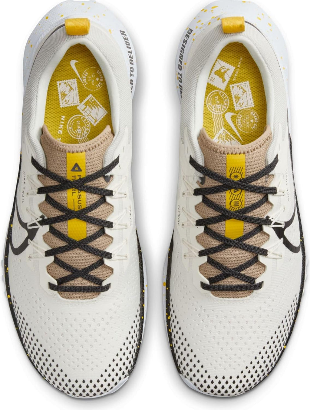Pale Ivory Khaki White Black Trail Running Shoes Size 8 E9196