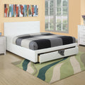 White Full Size Wooden Faux Leather Bedframe V35541