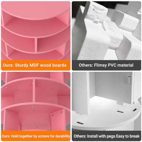 5-Tier Wood Rotating Shoe Rack, Pink R776