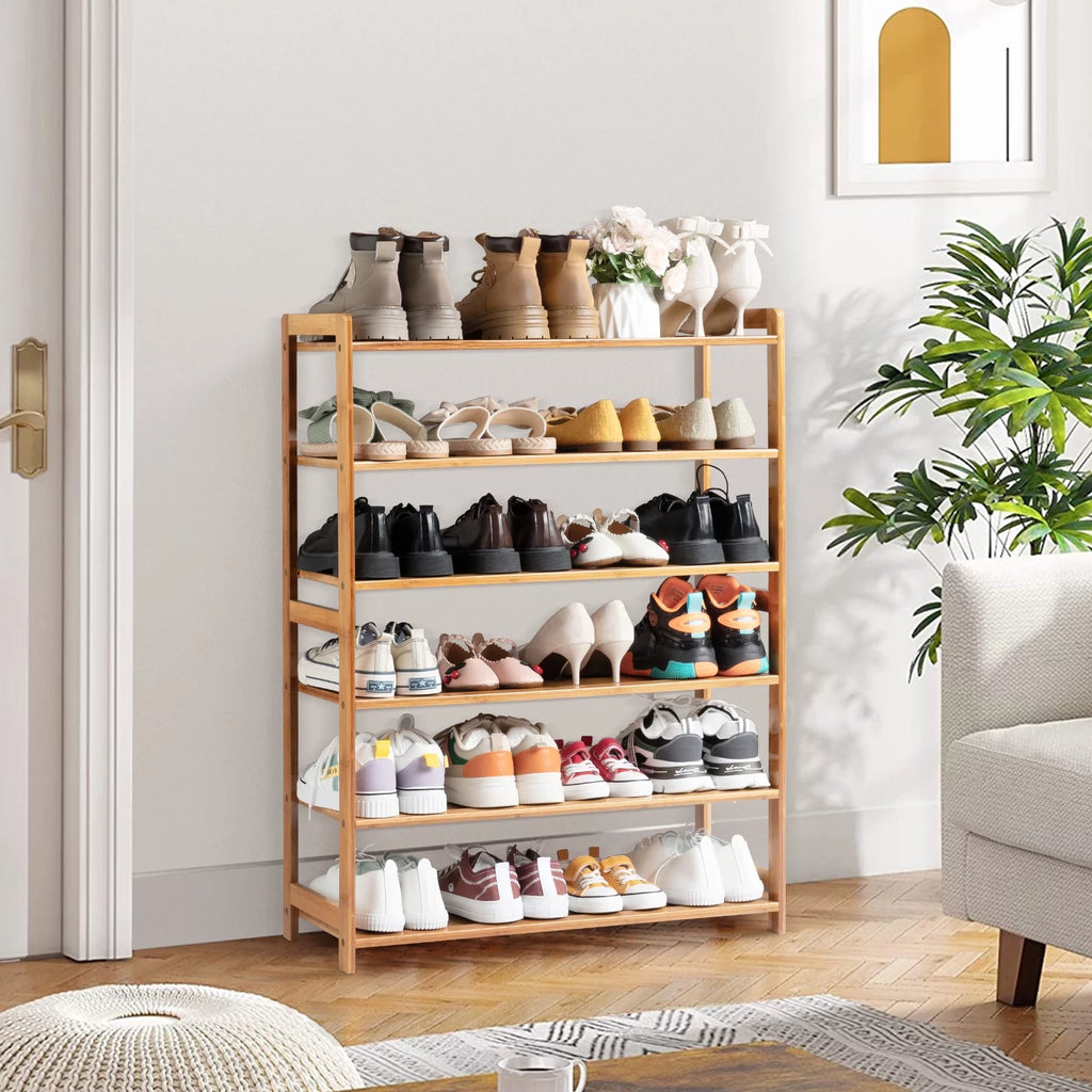 6-Tier Bamboo Wood Shoe Shelf O4460