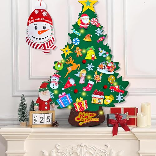 3ft Felt Wall Christmas Tree with 33 Ornaments and Advent Calendar W39801