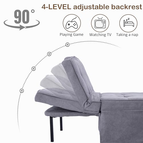 Gray Folding Ottoman Couch Bed with Adjustable Backrest H835