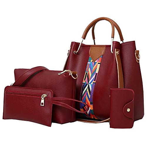 Black PU Leather Shoulder Bag Set 4pcs Y282