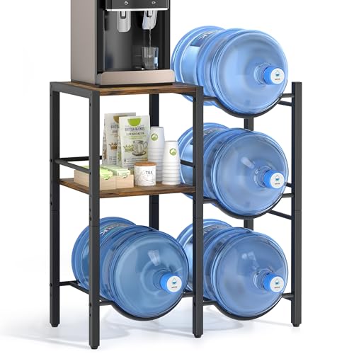 5 Gallon Water Jug Holder with Wood Storage Shelves Y67233