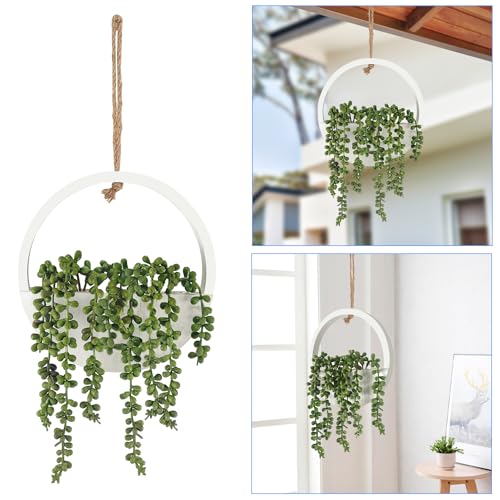 2 Pcs Artificial Hanging Succulents Plants in Pot with Lanyard Z906