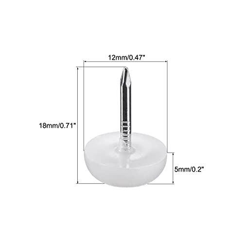 White 60pcs Plastic Furniture Feet Nail Glide Pads 12mm Dia K30222