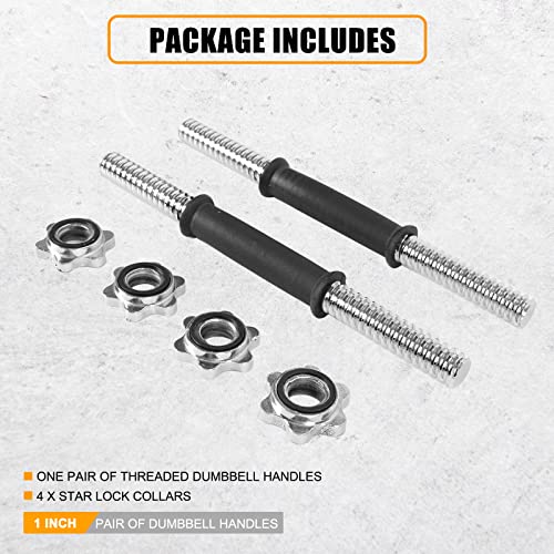 Threaded Dumbbell Rubber/Chrome Handles 1 Inch Pair, Adjustable Dumbbell Bar Handles A194336