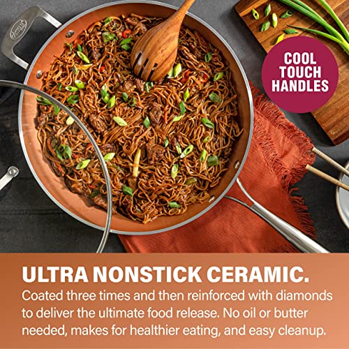 10 Pc Non Stick Copper Cookware Set with 12 Inch Nonstick Skillet D25691