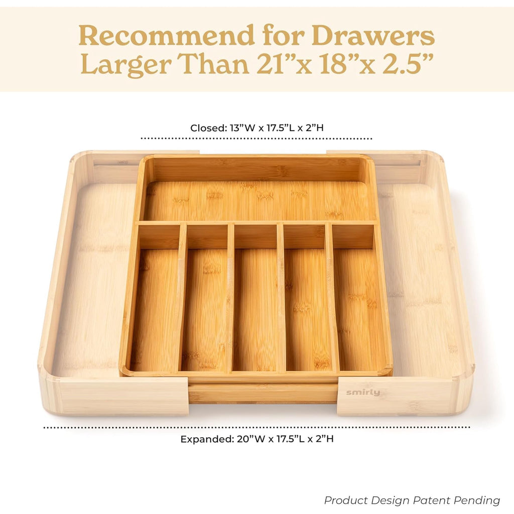 Bamboo Adjustable 8-Compartment Drawer Organizer W3900