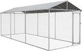 Large Heavy Duty Dog Kennel with Waterproof Cover, Galvanized Chain Link, 19.7' x 7.5' x 7.5' M920164