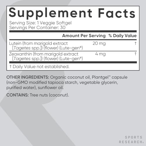 Lutein and Zeaxanthin Capsules - 120 Veggie Softgels U49062