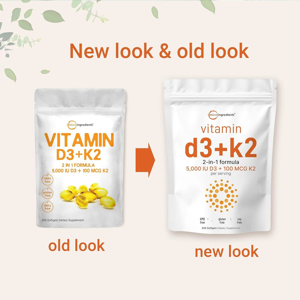 300 Soft-Gels Vitamin D3 5000 IU with K2 100 mcg L726451