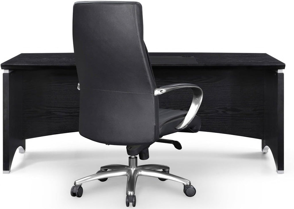 Black Oak Wood Desk with Leather Writing Pad B97868