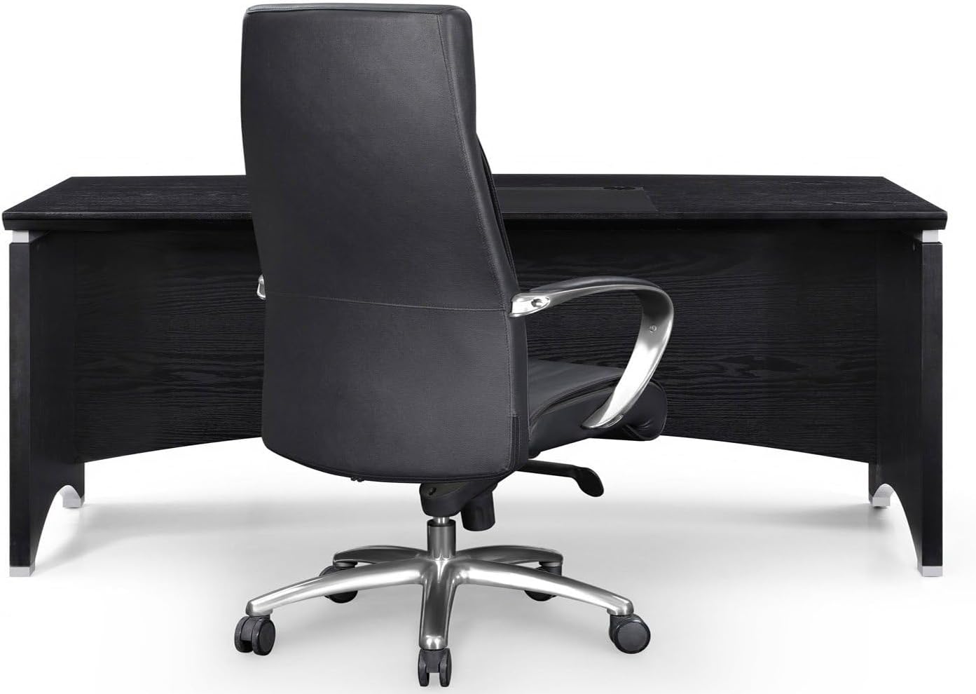 Black Oak Wood Desk with Leather Writing Pad B97868