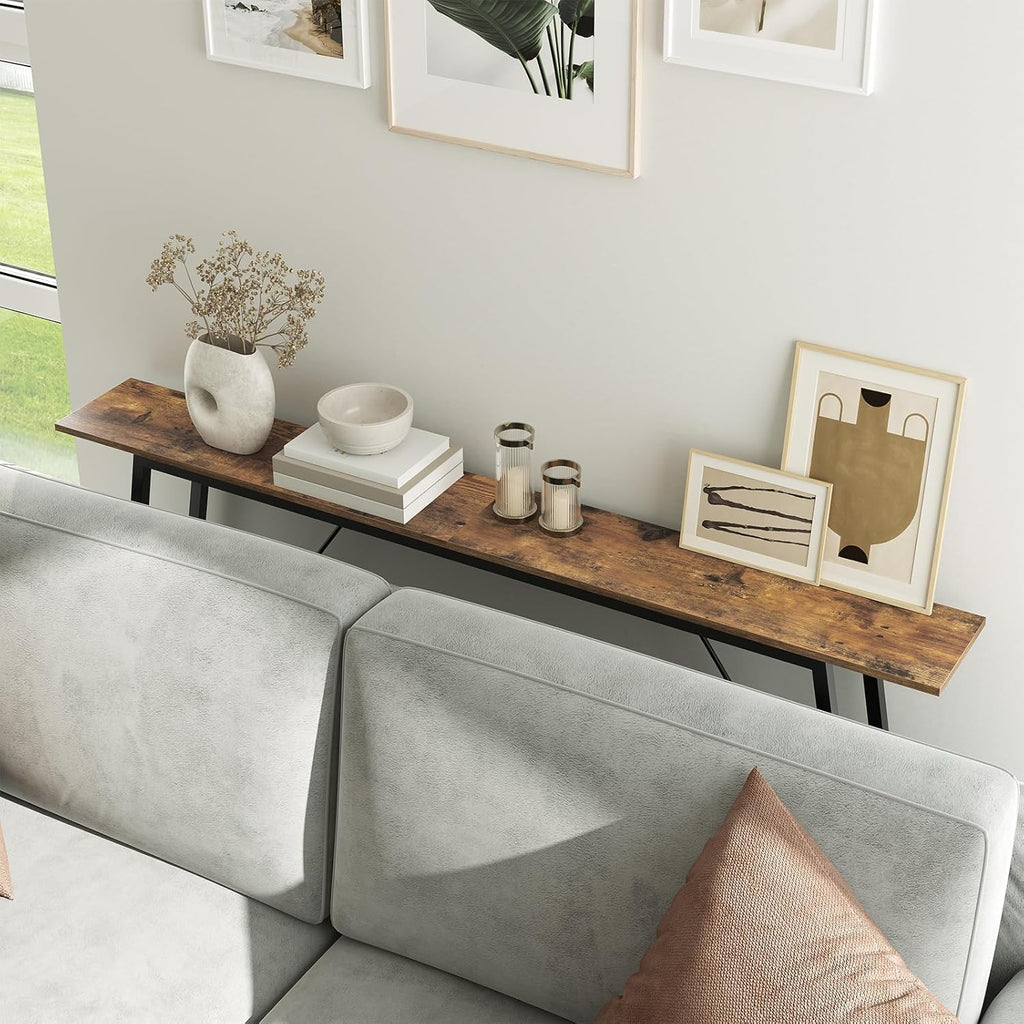 Rustic Brown and Black Console Table E79873