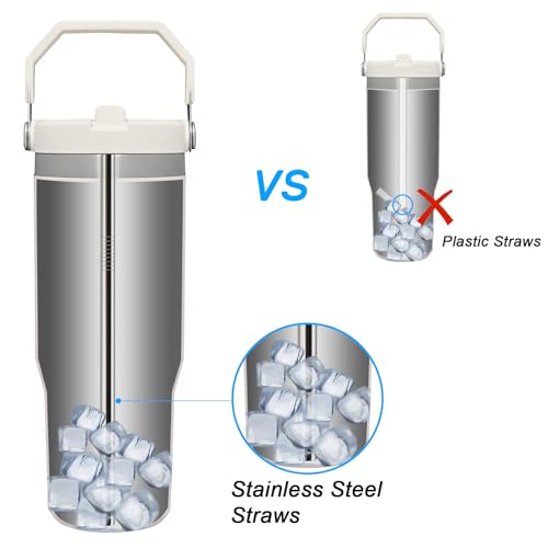 6 Pack Stainless Steel Straws with 2 Straw Cleaner Brushes D778