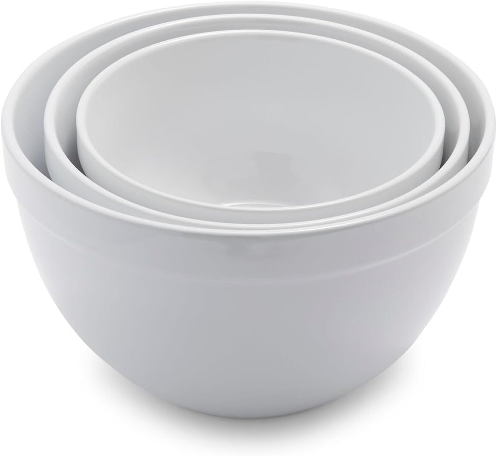Set of 3 White Ceramic Mixing Bowls S1509