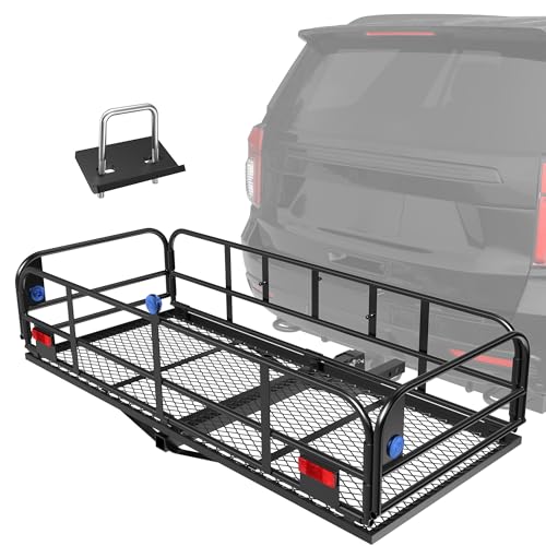 500 Lbs Folding Hitch Mount Cargo Carrier, 2" Hitch Receiver, 60" x 24" x 14" Size V826