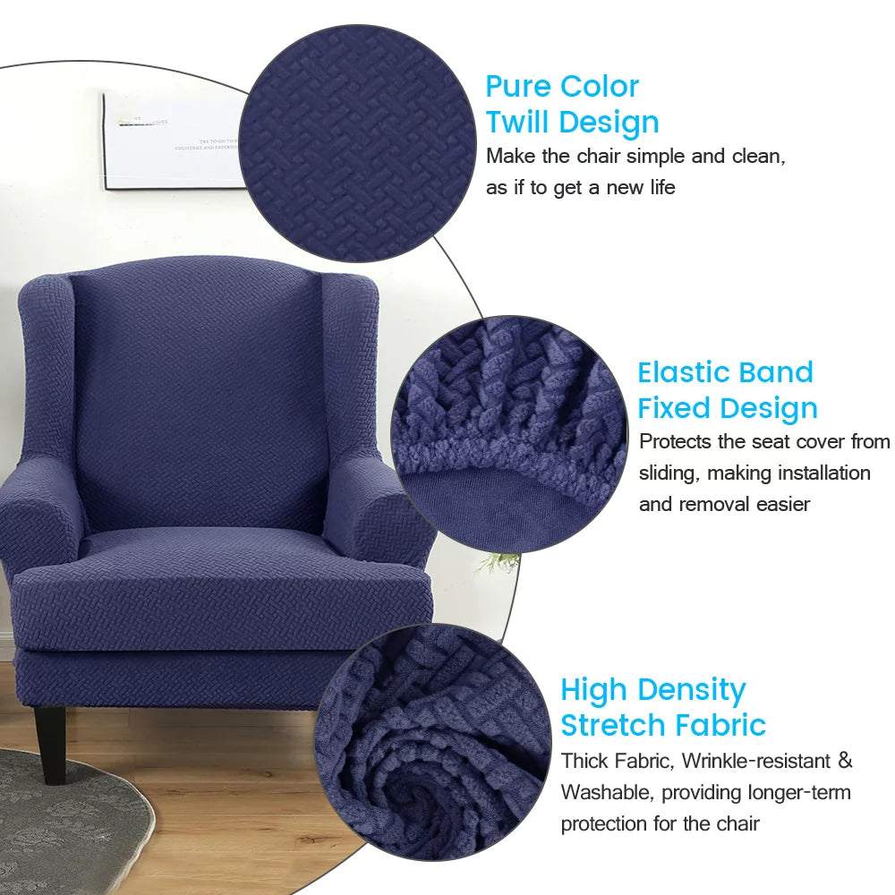 2 Piece Stretch Wingback Chair Slipcovers P25189