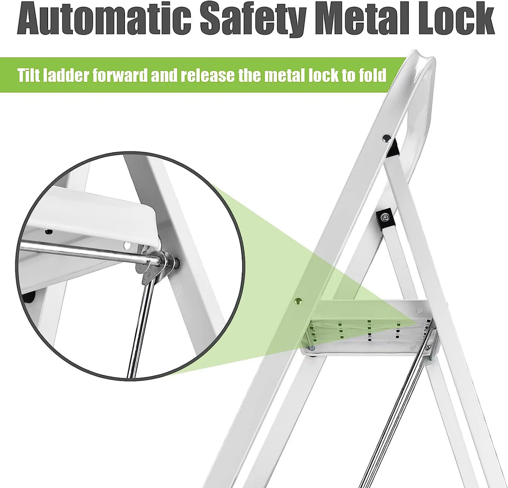 3-Step Folding Step Stool with Anti-Slip Pedal and Handrails C69566