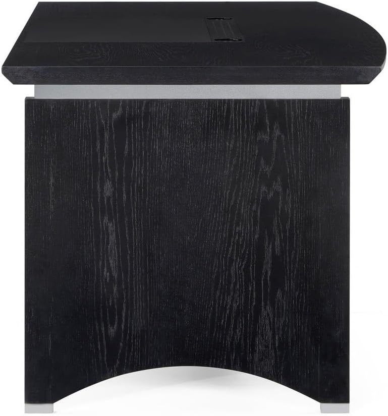 Black Oak Wood Desk with Leather Writing Pad B97868