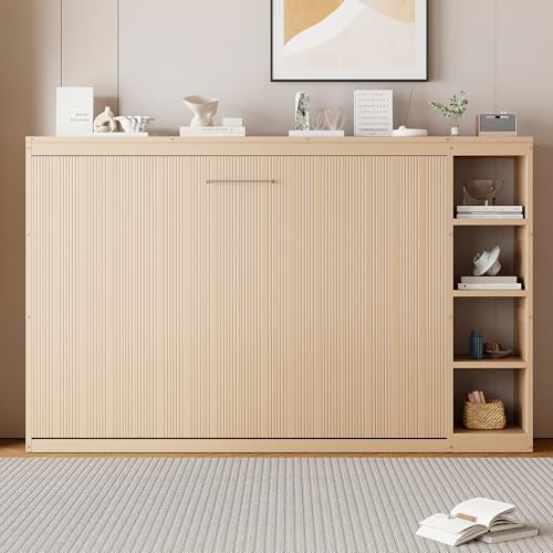 Full Size Horizontal Murphy Bed with Shelves N721978