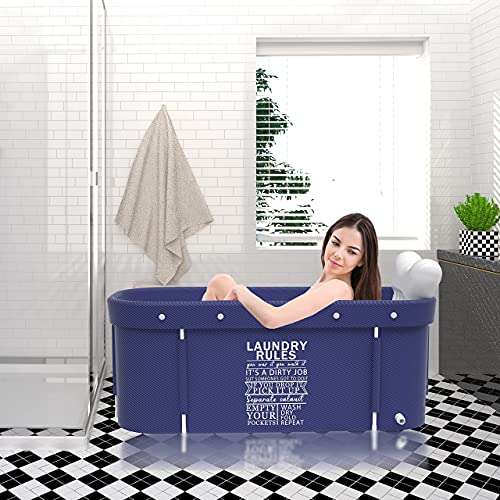 Blue Portable Foldable Bathtub 47.3X21.7X19.7inch O78521