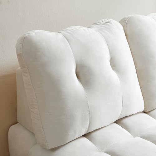 48" Convertible Sleeper Sofa Couch Bed, 3-in-1 Velvet Tufted Pull Out Couch with Charge Ports and Phone Holders, Comfy Modern Loveseat Sleeper Chaise Lounge (Grey) T1373