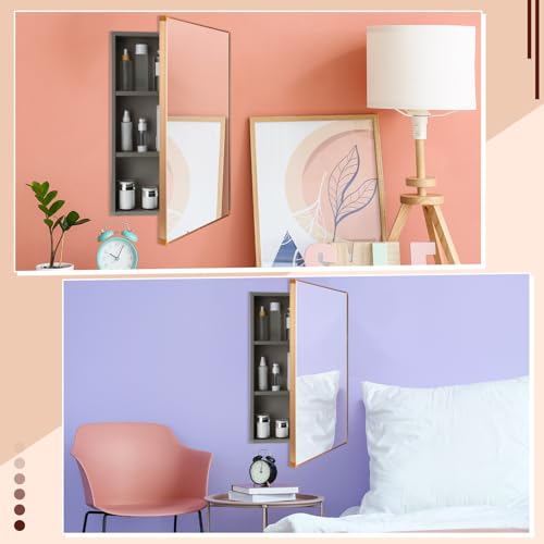 Light Grey 16 x 24 inch Wall Mounted Framed Medicine Cabinet with Mirror N856104