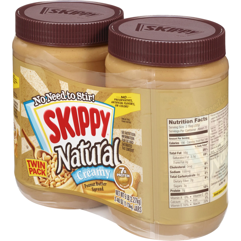 40 oz Plastic Jar Twin Pack Natural Creamy Peanut Butter Spread M3764