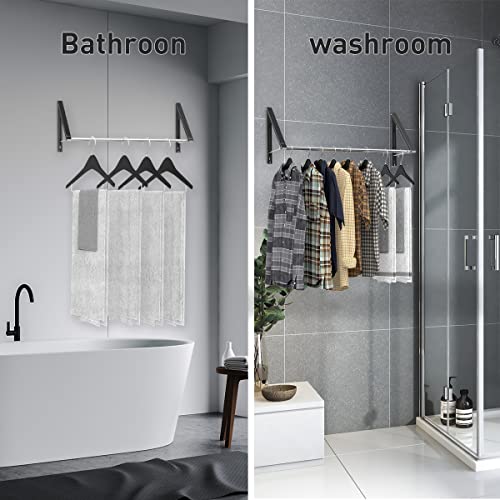 White Wall Mounted Folding Aluminum Clothes Drying Rack B94126