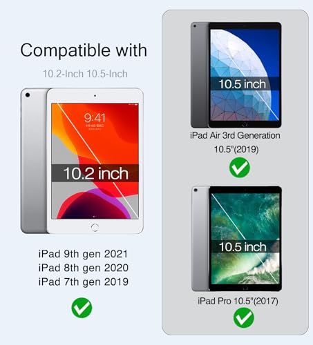 Black Protective Folio Stand Cover for iPad 10.2 Inch 9th/8th/7th Generation and iPad 10.5 Inch Air/Pro 3rd B421