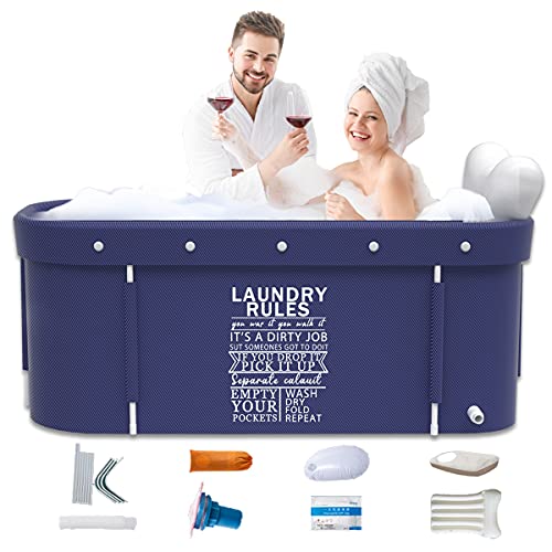 Blue Portable Foldable Bathtub 47.3X21.7X19.7inch O78521