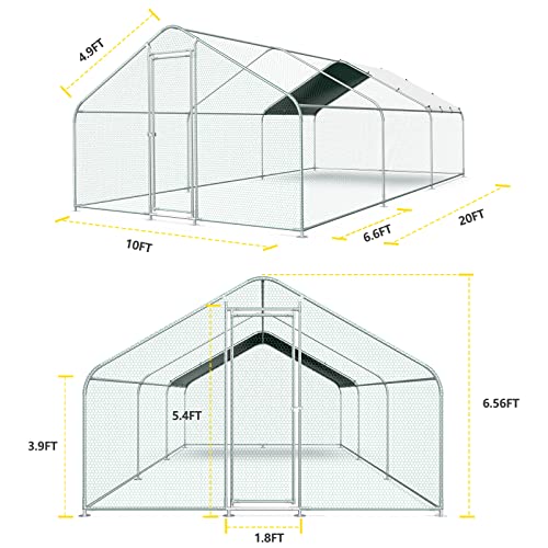 10x20FT Metal Chicken Run with Roof and Waterproof Cover Q5430
