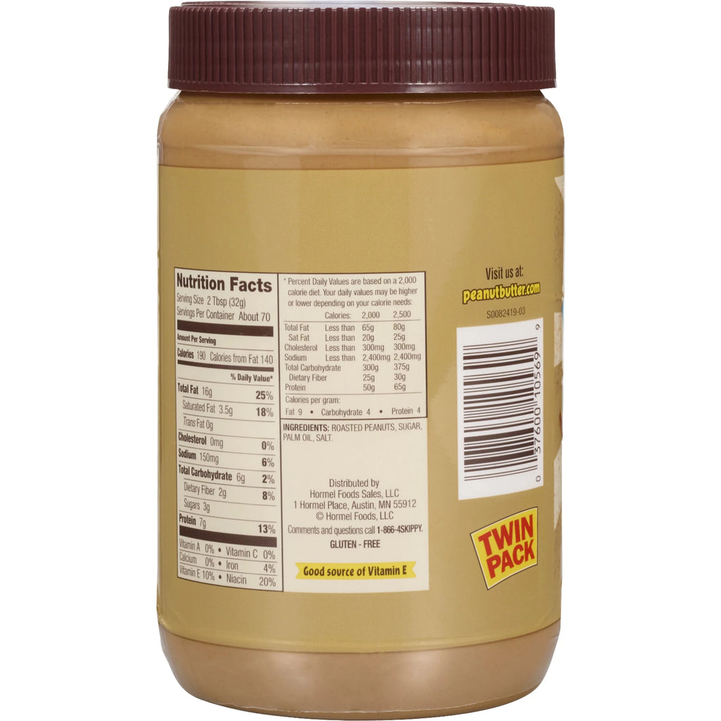 40 oz Plastic Jar Twin Pack Natural Creamy Peanut Butter Spread M3764