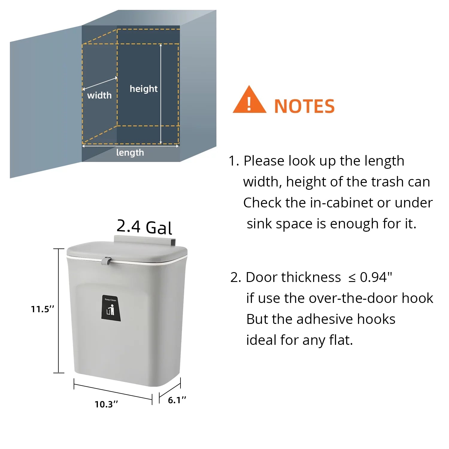 2.4 Gal Hanging Trash Can with Lid Z427934