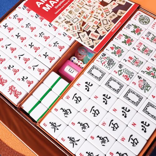 Mahjong Tile Set with 166 Numbered Ivory Tiles X433