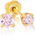 14K Gold 3mm Pink CZ Ear Piercing Kit Q906278