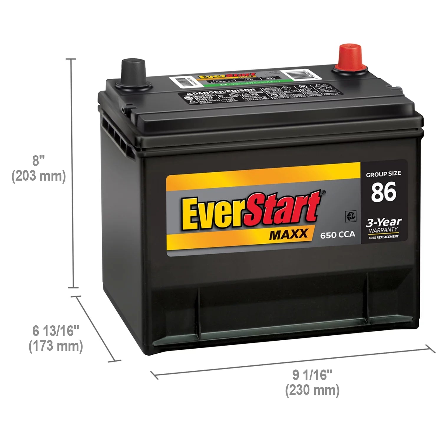 Group Size 86 12 Volt 650 CCA Lead Acid Automotive Battery H991