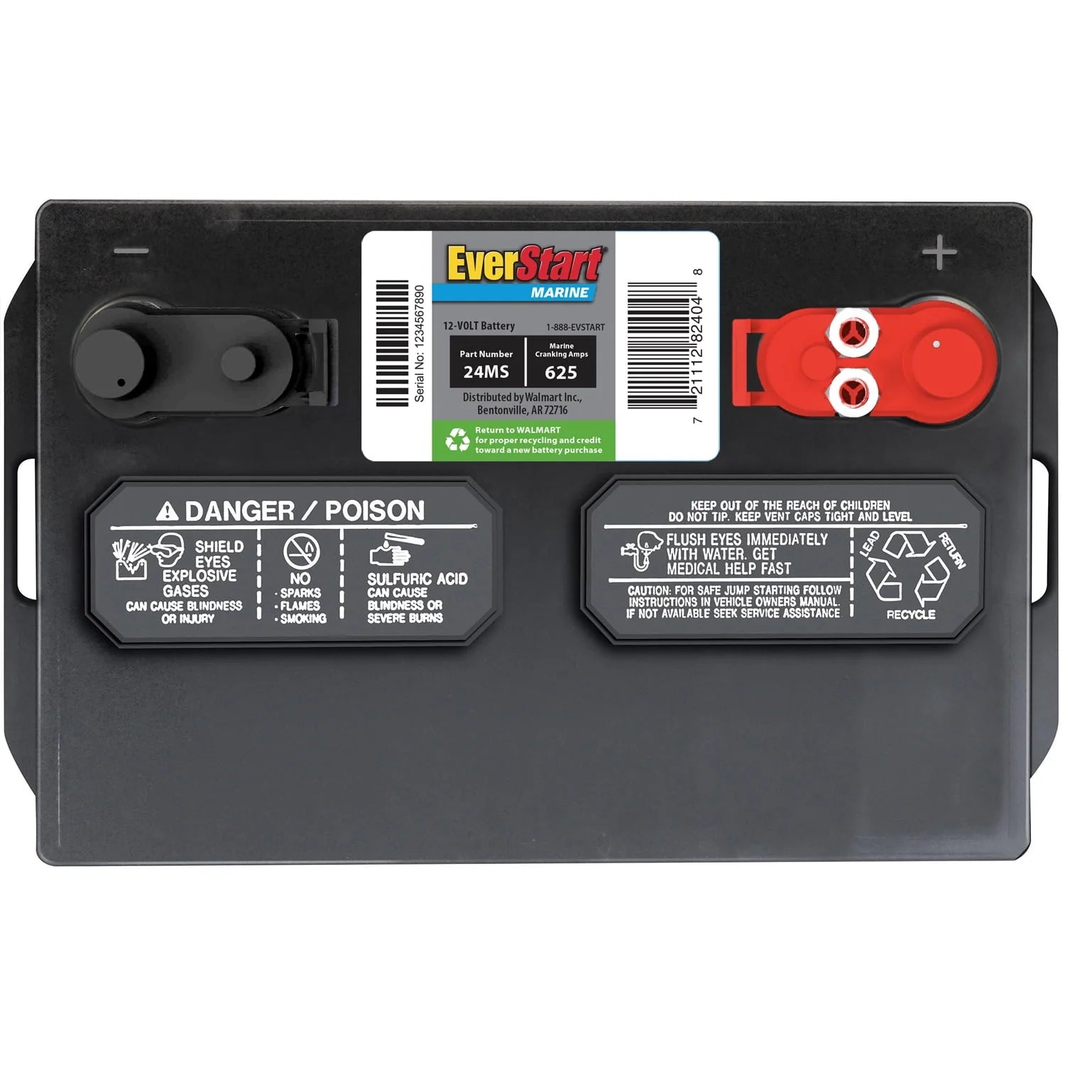 Lead Acid Marine Starting Battery, Group Size 24MS 12 Volt, 625 MCA A640