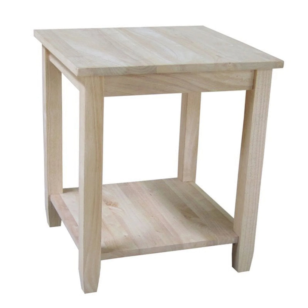 Solid Wood End Table Unfinished W3212
