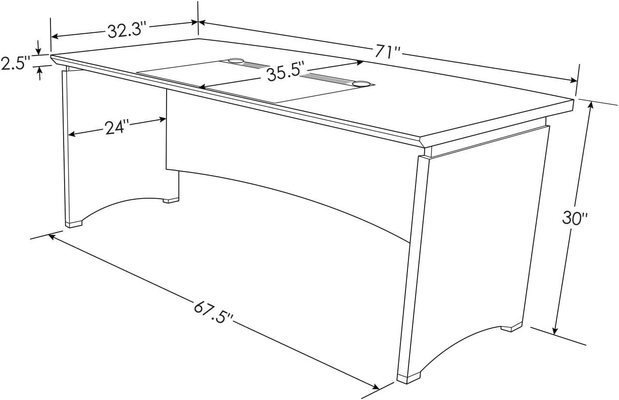 Black Oak Wood Desk with Leather Writing Pad B97868