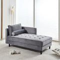 Gray Velvet Chaise Lounge Chair with Tufted Cushion M971
